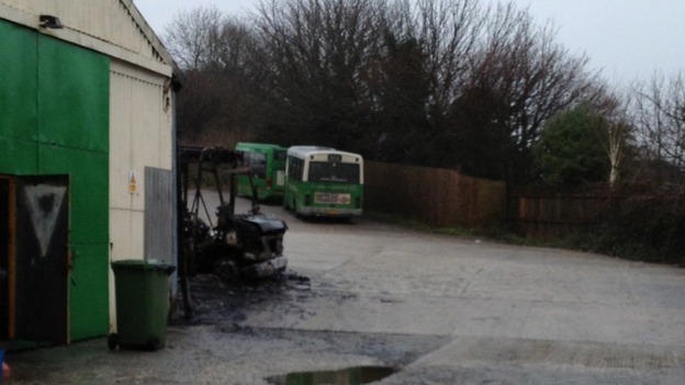 Three buses were set alight