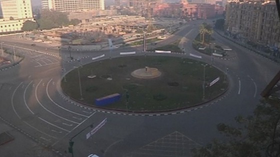 Tahrir Square was empty this morning as security forces blockaded the roads leading to it.