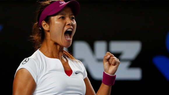 China's Li Na celebrates at the Australia Open.