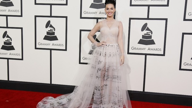 Katy Perry in her musical note dress.