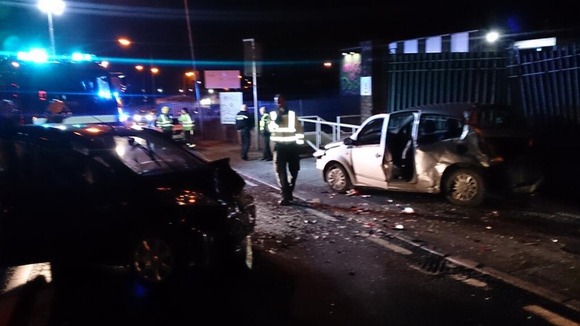 The scene of the crash at the junction of Peartree Lane, Dudley