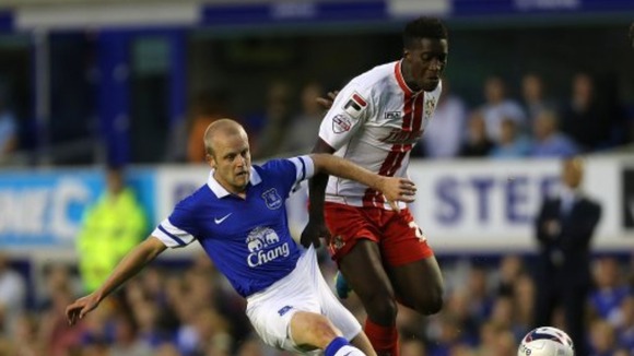 Oumare Tounkara in action against Everton earlier this season.