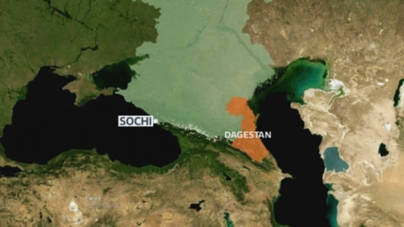 Map showing where Dagestan is located in southwestern Russia.