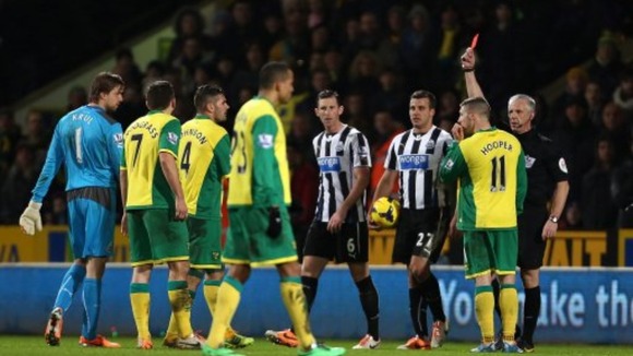Bradley Johnson was shown red late on.