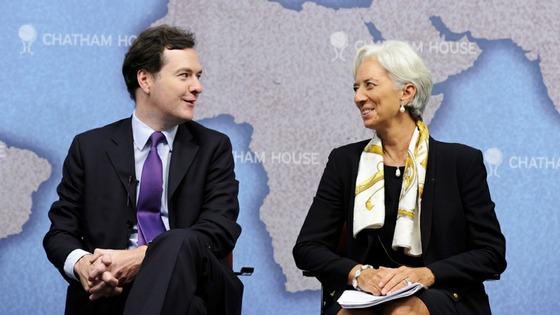 George Osborne and Christine Lagarde speaking last year