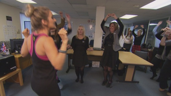 Office workers stretching