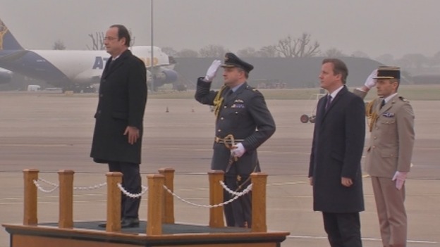 French President Francois Hollande had a ceremonial arrival.