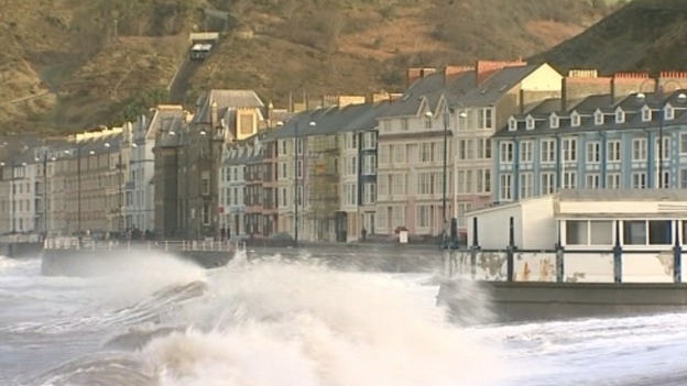 High tide in Aberystwyth this morning