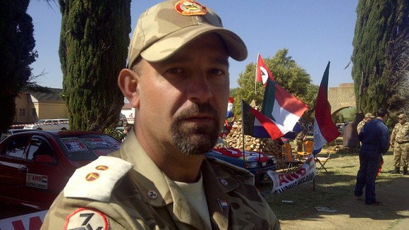 A supporter of Eugene Terre'Blanche  is pictured outside the the courthouse in Ventersdorp