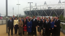 The shadow cabinet poses outside the Olympic stadium.