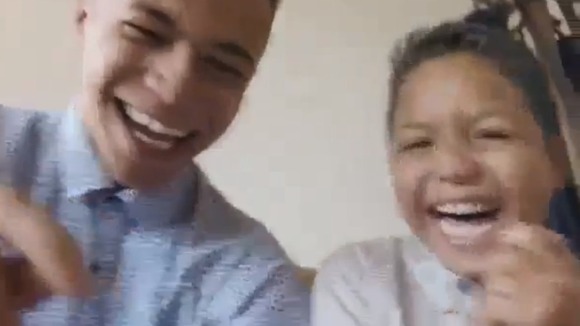 Boys laughing