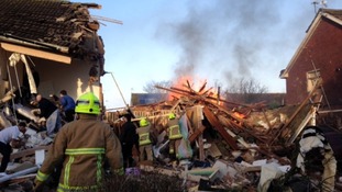 Fire crews battle the blaze.