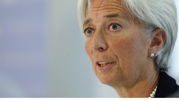 The International Monetary Fund managing director Christine Lagarde during a press briefing with the Chancellor