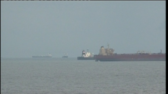 Oil tankers off the Suffolk coast