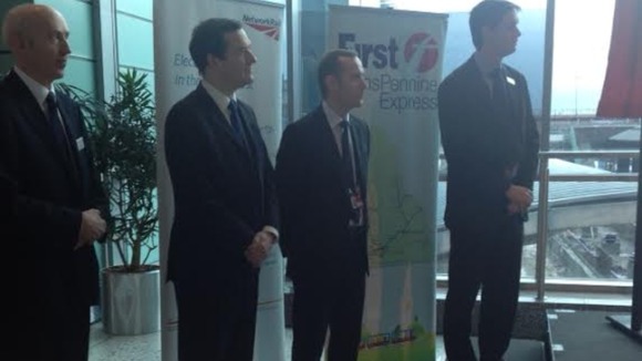 Chancellor George Osborne at Manchester Airport.