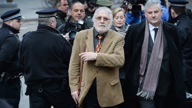 DJ Dave Lee Travis arrives at Southwark Crown Court in London