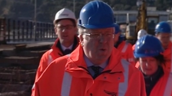 Transport Secretary Patrick McLoughlin visits Dawlish train station in Devon