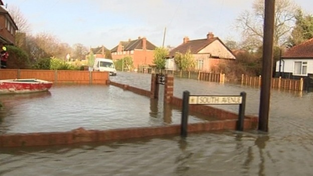 The roads have become rives in Egham, Surrey.
