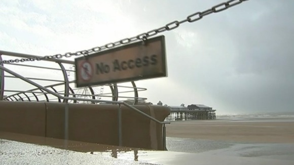 Blackpool beach has been closed due to the severe weather.