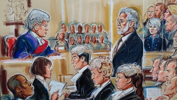 Dave Lee Travis on the final day of his trial at Southwark Crown Court in London