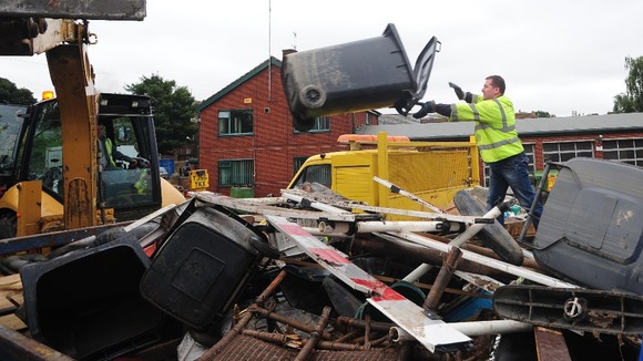 The clean up in Morpeth after the floods in September 2008.