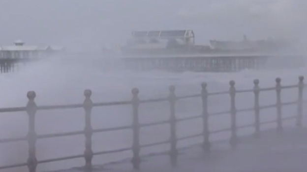Storms have been battering the coasts of northern England.