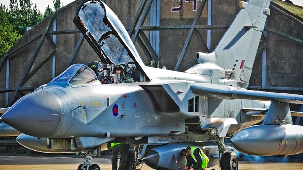 The Tornado reconnaissance aircraft prepares for take off