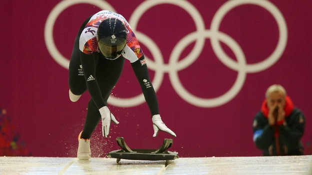 Lizzy Yarnold competing in the women's skeleton at Sochi