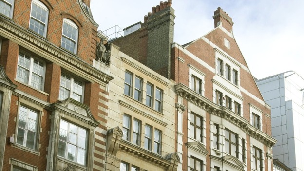 The building on High Holborn after masonry fell during the storm lats night, killing one woman.