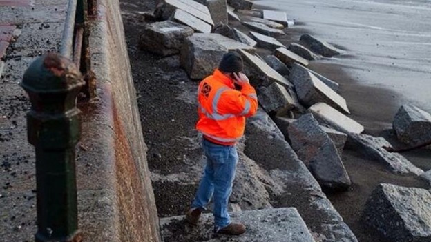 Officials are in the area surveying the damage left the promenade.