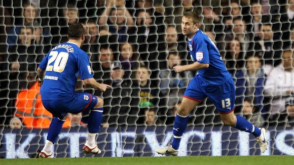 Stevenage's Joel Byrom (right) celebrates