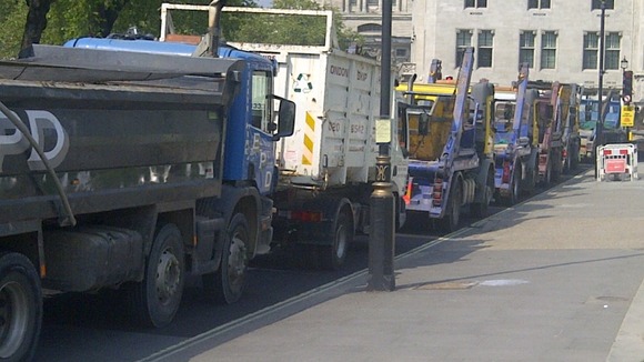 Traffic is at a standstill at recycling tax protest