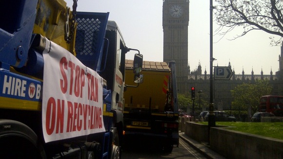 Lorries pile up in front of Parliament Square