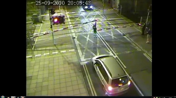 CCTV of a Lincoln level crossing