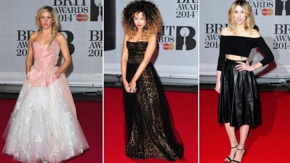 Ellie Goulding, Ella Eyre and Peaches Geldolf walk the Brits red carpet.