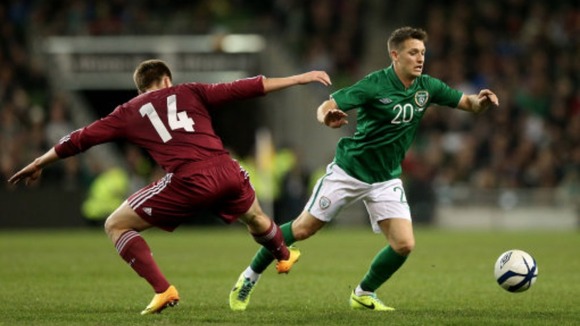 Wes Hoolahan in action for the Republic of Ireland against Latvia.