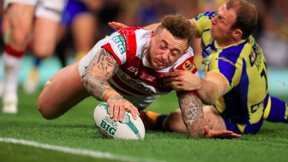 Josh Charnley scores a try