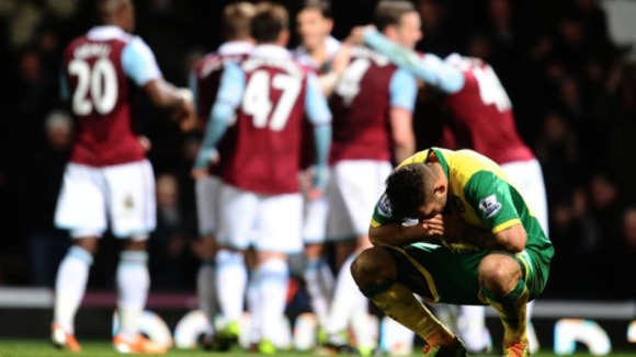 Norwich City were punished for missed chances against West Ham United.