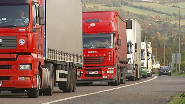 Lorries on the ring road around London