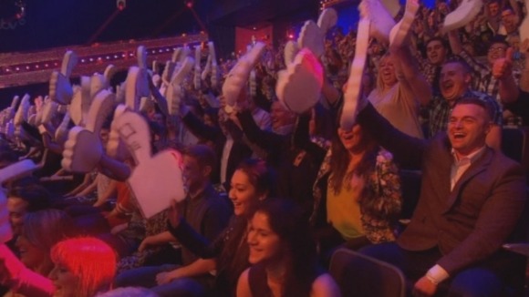 The Saturday Night takeaway audience show they are behind Ant McPartlin.