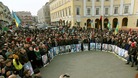 People gather to commemorate the victims of the recent clashes in Kiev.