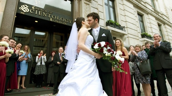 The newlyweds walked down the aisle in the historic ceremony after winning a landmark legal battle at the Supreme Court.