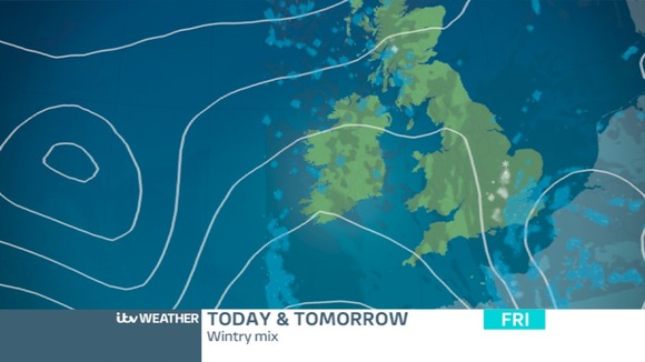 Rain will turn to snow for a time in southern counties
