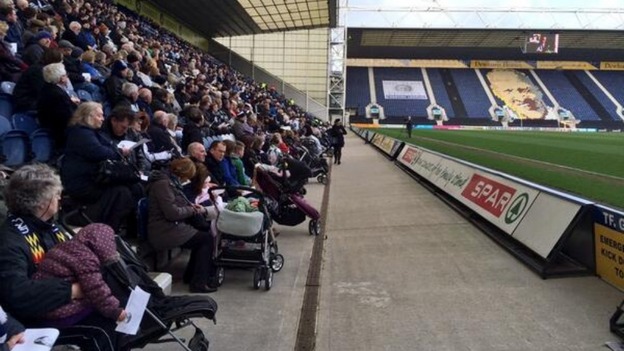 Crowds at Preston's Deepdale stadium to watch Sir Tom Finney's funeral service