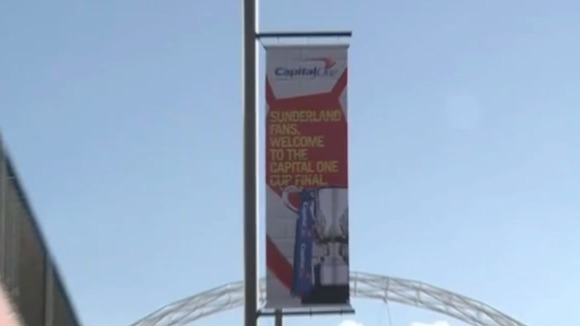 Sunderland flags on Wembley way.