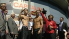 Carl Froch and Lucian Bute at the weigh in