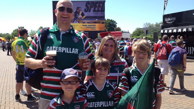 A family of Leicester Tigers fans at Twickenham