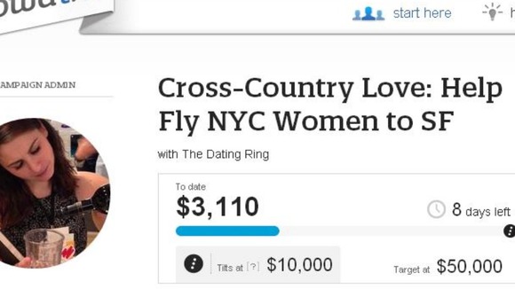 The dating service wants to raise $10,000 to start the cross-country meet-up.