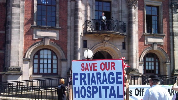 Foreign Secretary William Hague addresses those marching to save the Friarage Hospital in Northallerton