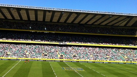 Twickenham pitch Aviva Premiership half time